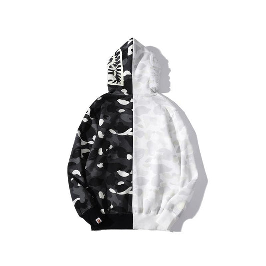 Bathing Ape Jacket Shark Head Black and White Luminous Coat