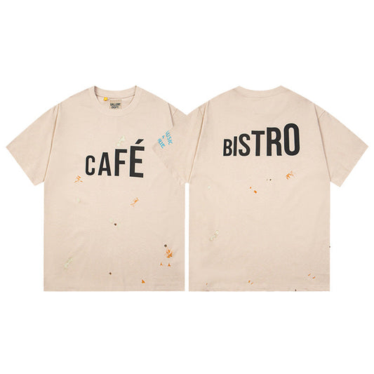 Gallery Dept T-Shirt Letter Pattern Washed Old Short Sleeve T-Shirt