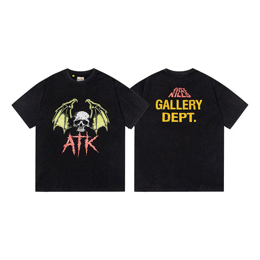 Gallery Dept T-Shirt Letter Pattern Washed Old Short Sleeve T-Shirt