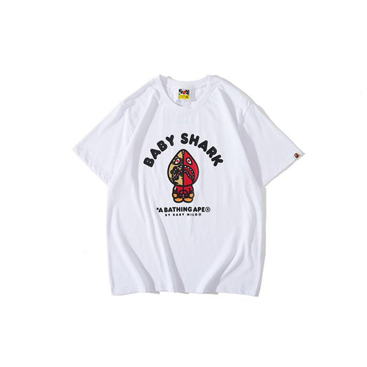 Bathing Ape T-Shirt Spring/Summer Red Shark Pattern T-shirt Short Sleeve