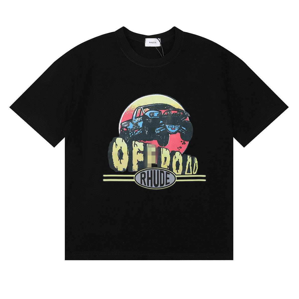 Rhude T-shirt Alphabet Coconut Racing Pattern Short Sleeve T-shirt