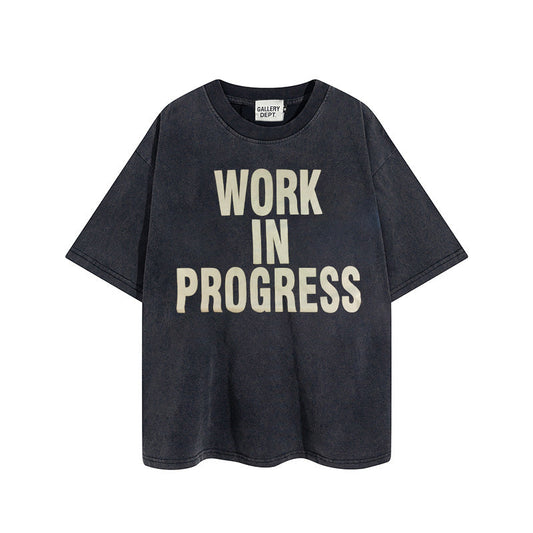 Gallery Dept T Shirts Vintage Distressed Loose Wash Short Sleeve Gallery Dept Printed Men and Women Base Te