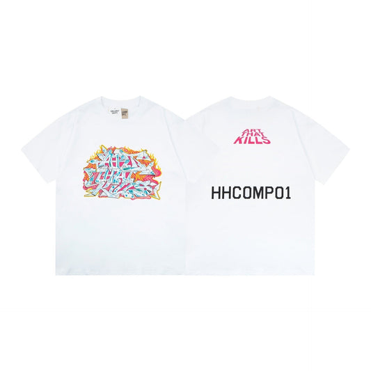 Gallery Dept T-Shirt Ink-splashing Tie-dye Alphabet Short Sleeve T-Shirt