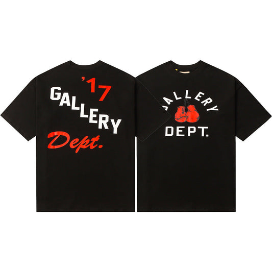 Gallery Dept T-Shirt Hand Painted Ink Splashing Alphabet Washed Retro Short Sleeve T-Shirt
