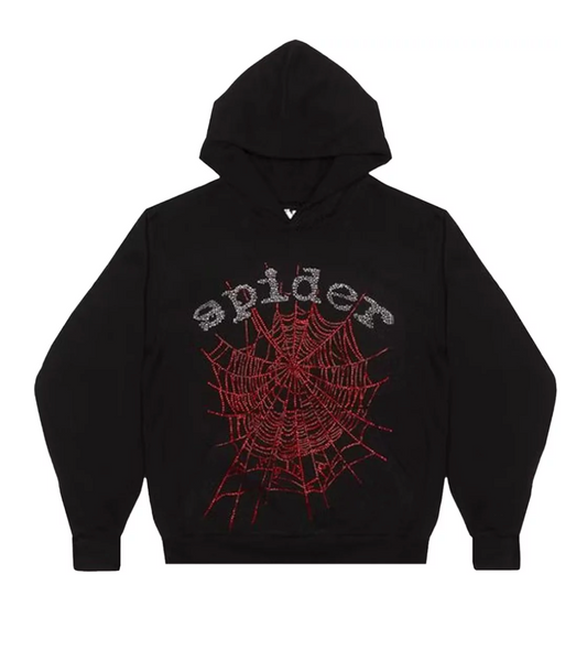 Sp5der OG Rhinestone Hoodie Black